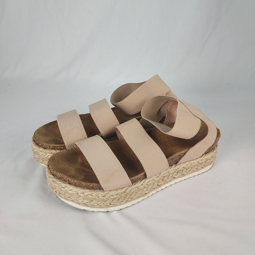 Kimmie Espadrille Platform Sandals Womens Size 6 Blush Pink Elastic Strappy